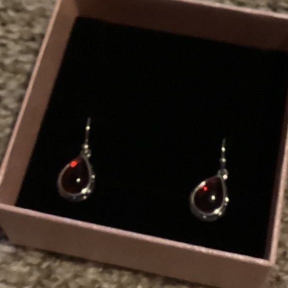 New S925 Sterling Silver Boho Red Dangle Earrings - Picture 2 of 2